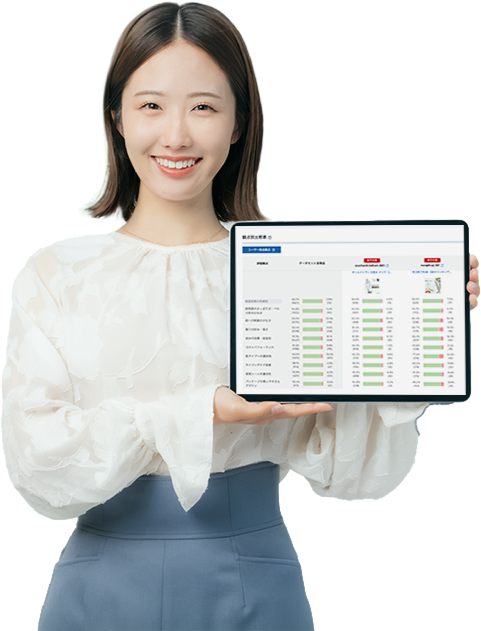 ダッシュボードを表示するタブレットを持つビジネスパーソン