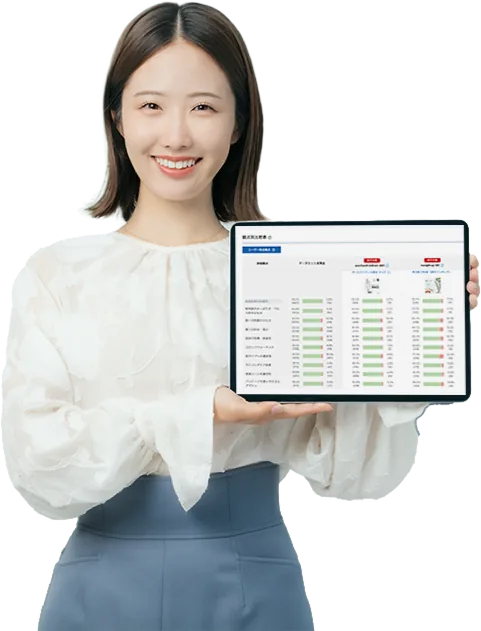 ダッシュボードを表示するタブレットを持つビジネスパーソン